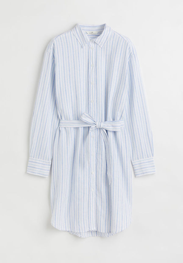 H & M - Linen-blend shirt dress - Blå