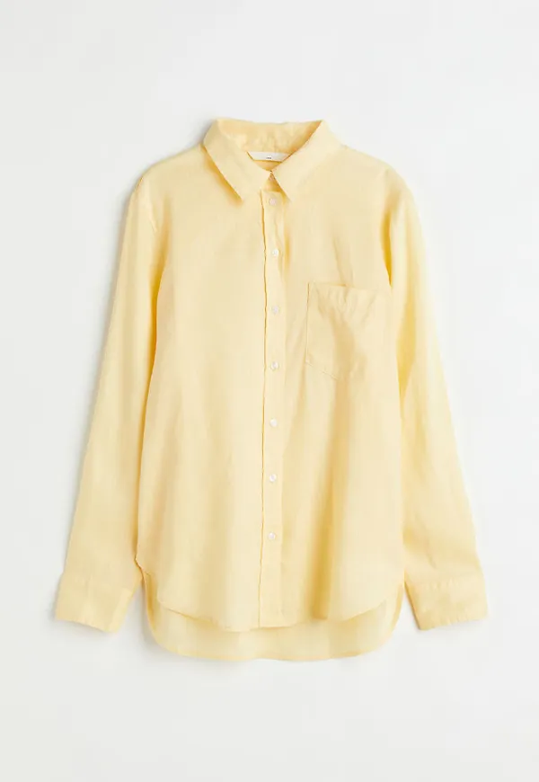 H & M - Linen shirt - Gul