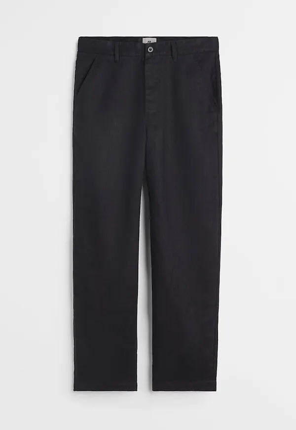 H & M - Linnebyxa Relaxed Fit - Svart