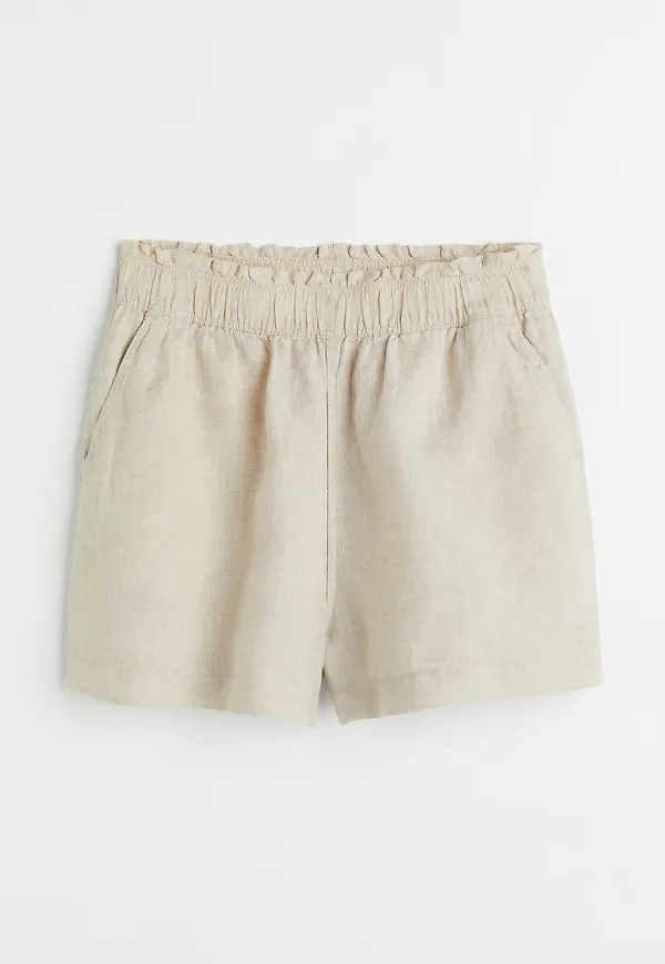 H & M - Linneshorts - Beige