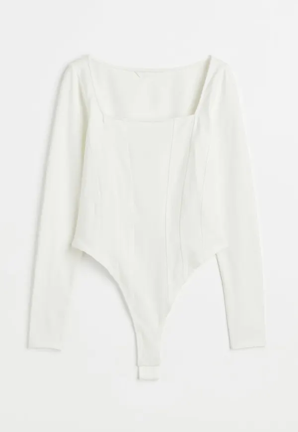 H & M - Long-sleeved body - Vit