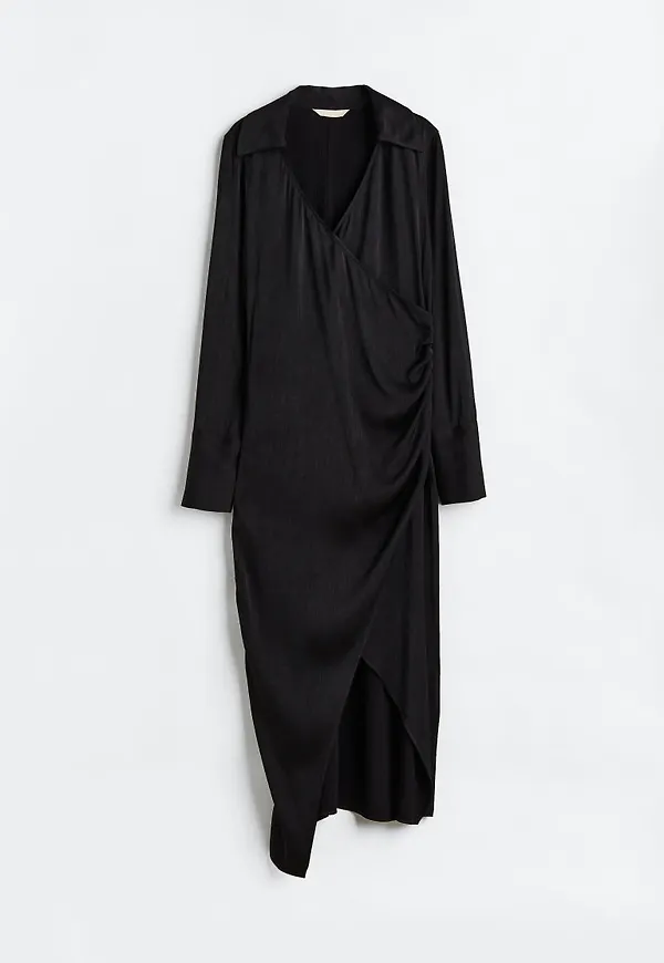 H & M - Lång omlottklänning - Svart