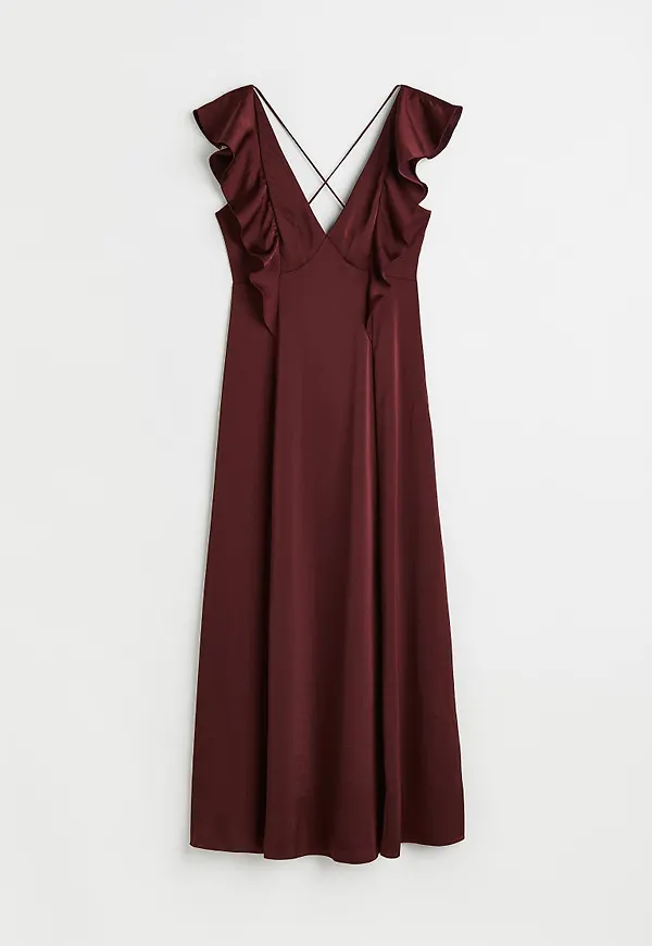H & M - Lång volangklänning - Röd