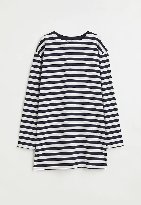 H & M - Långärmad bomullsklänning - Blå