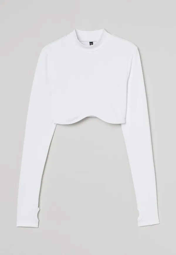 H & M - Långärmad croptop - Vit