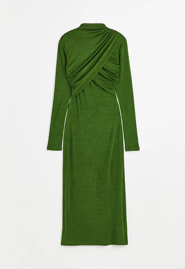 H & M - Långärmad omlottklänning - Grön