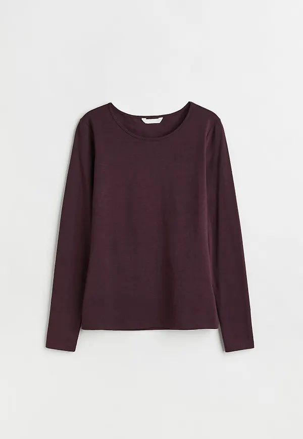 H & M - Långärmad trikåtopp - Brun