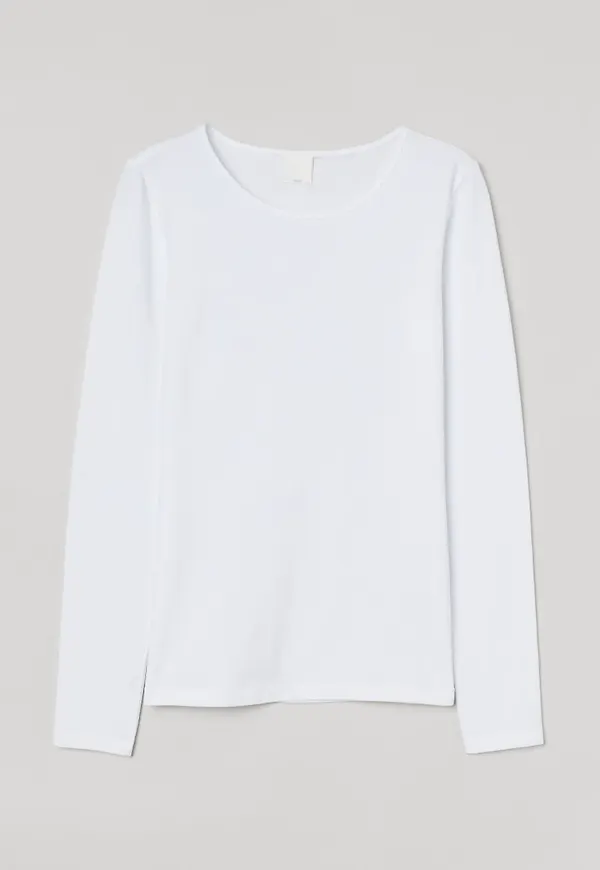 H & M - Långärmad trikåtopp - Vit