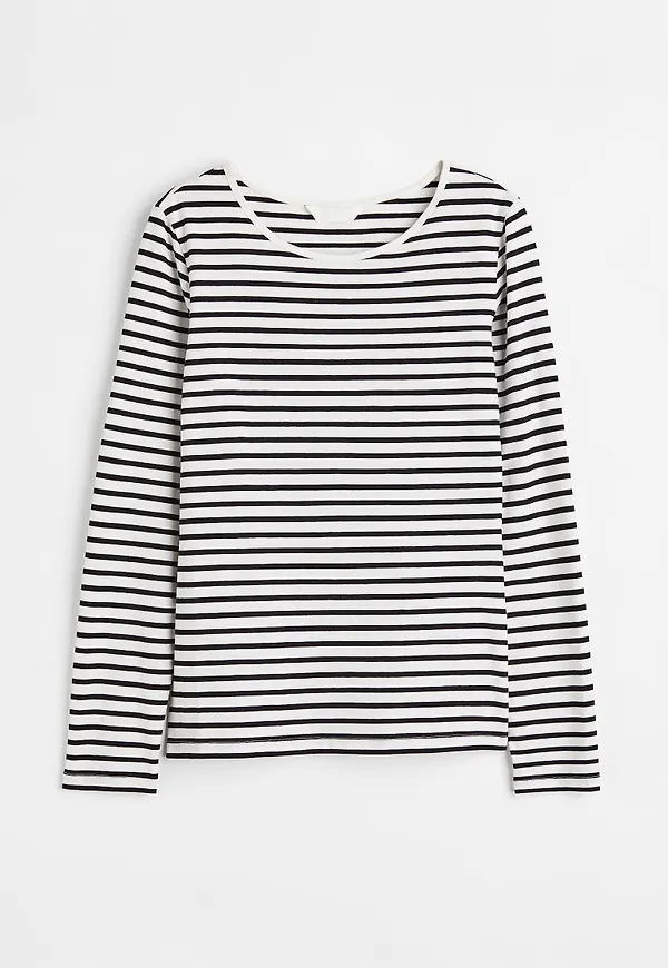 H & M - Långärmad trikåtopp - Vit
