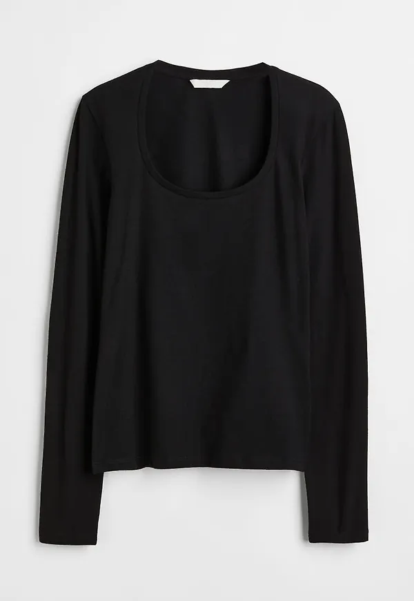 H & M - Långärmad tröja i trikå - Svart
