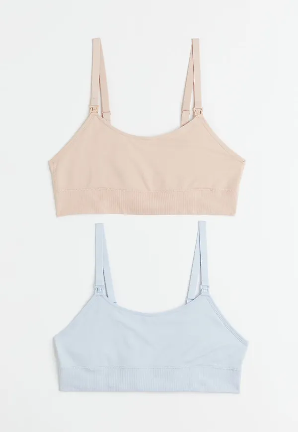 H & M - MAMA 2-pack amningsbh i trikå - Blå