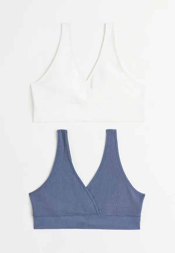 H & M - MAMA 2-pack amningsbh Seamless - Blå