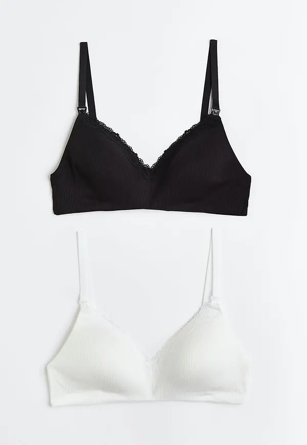 H & M - MAMA 2-pack vadderad amningsbh - Svart