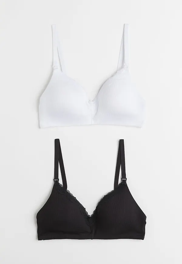 H & M - MAMA 2-pack vadderad amningsbh - Vit