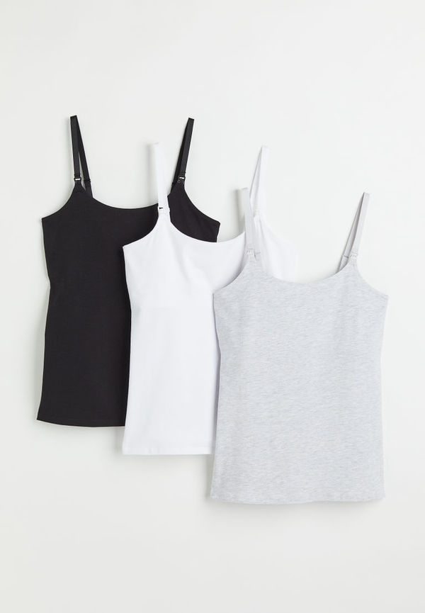 H & M - MAMA 3-pack amningslinne - Grå