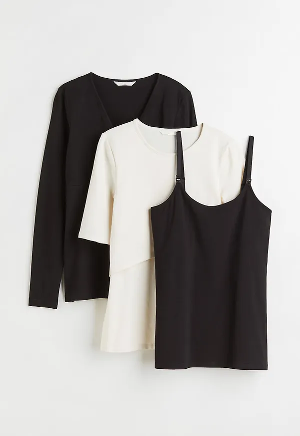 H & M - MAMA 3-pack amningstopp i bomull - Svart