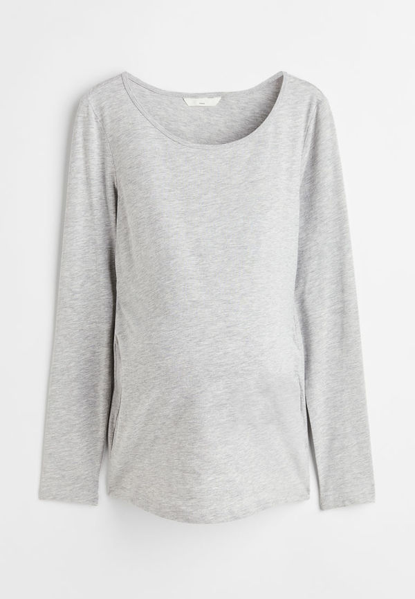 H & M - MAMA Långärmad trikåtopp - Grå
