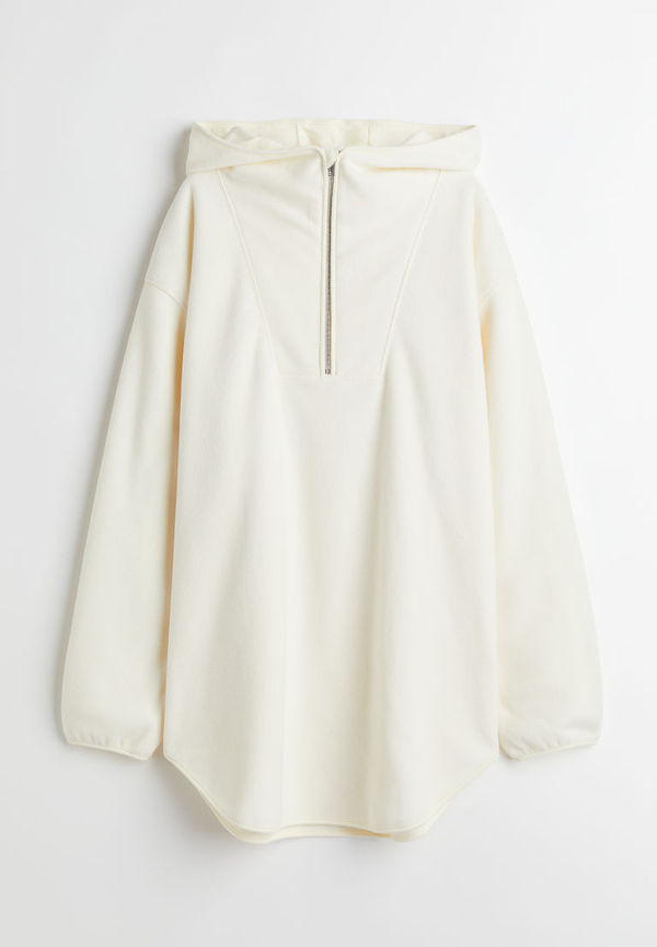 H & M - MAMA Oversized huvtröja i fleece - Vit