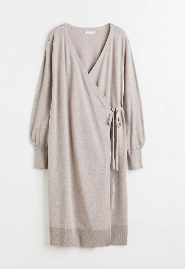 H & M - MAMA Stickad omlottklänning - Brun
