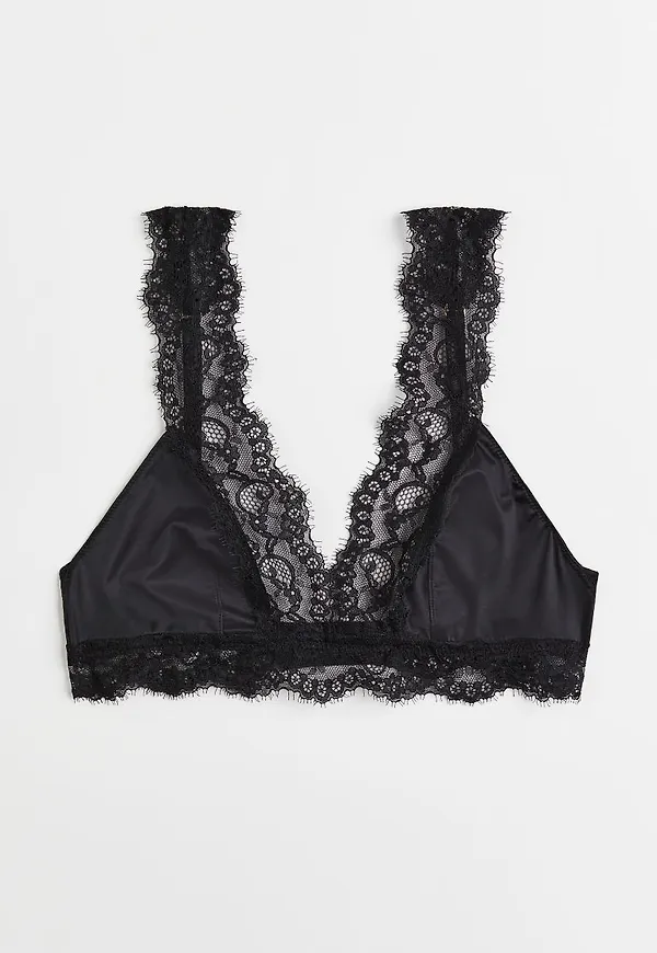 H & M - Mjuk bh i satin - Svart