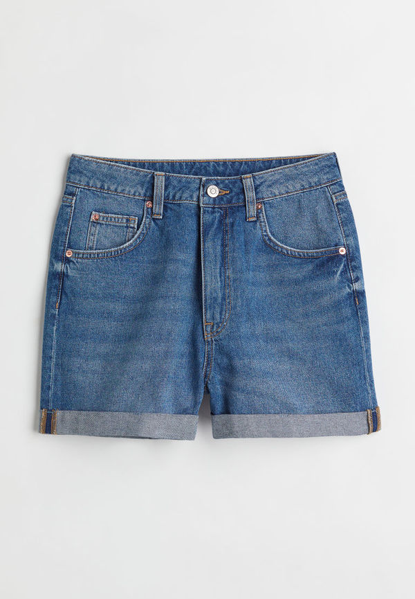 H & M - Mom Fit Denim shorts - Blå