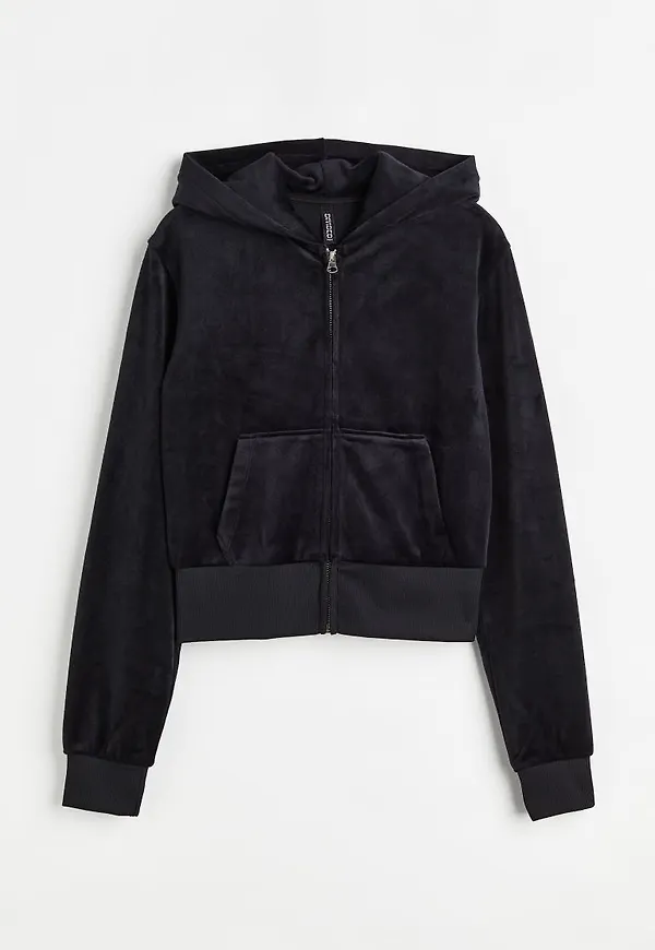 H & M - Munkjacka i velour - Svart