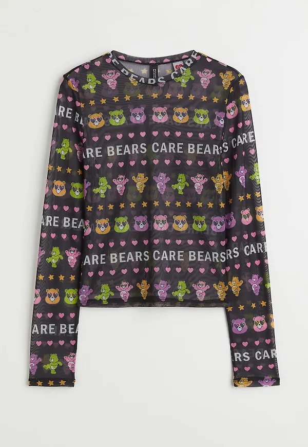 H & M - Mönstrad meshtopp - Svart