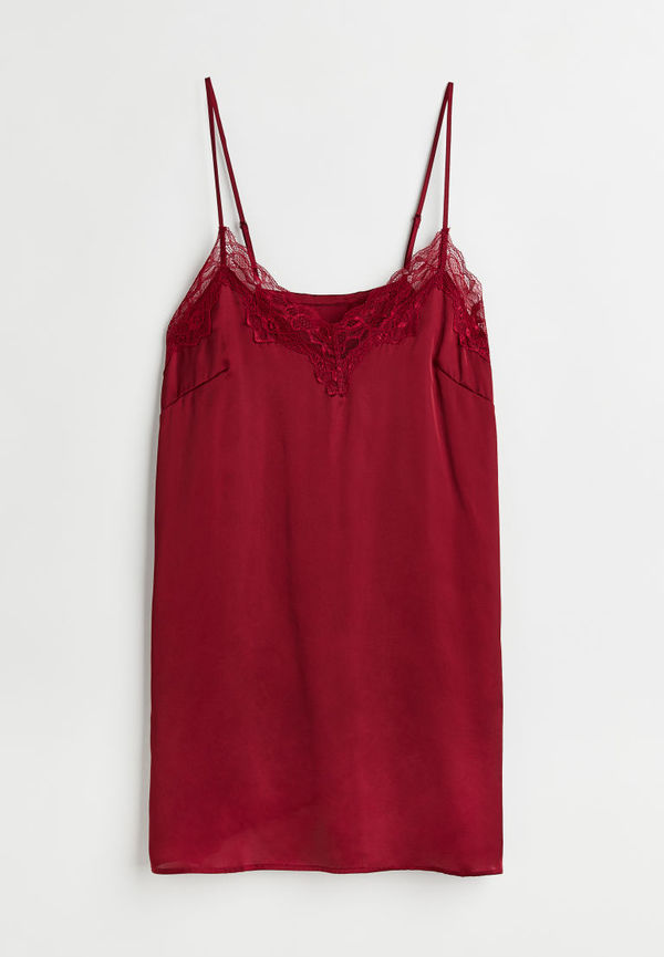 H & M - Nattlinne i satin - Röd