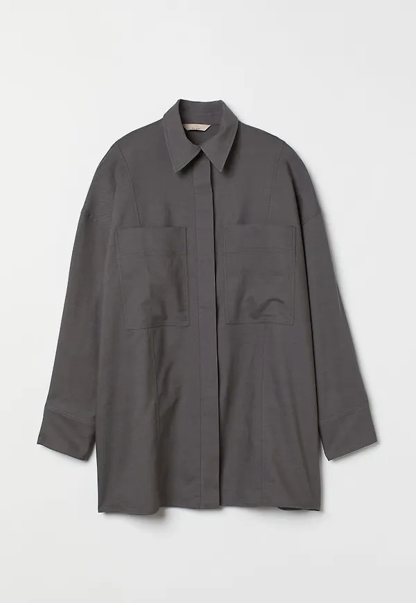 H & M - Oversize skjorta i ullmix - Beige