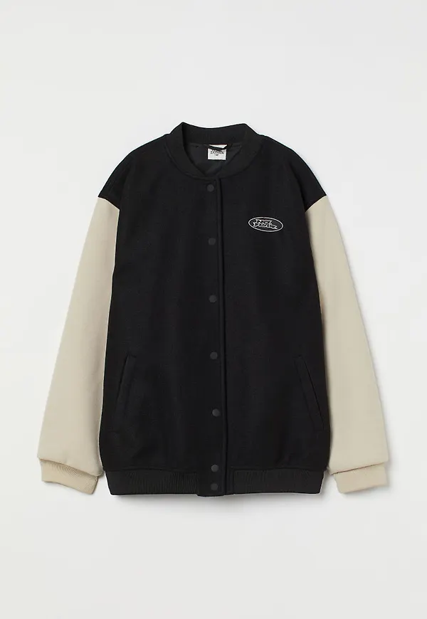H & M - Oversized collegejacka - Svart