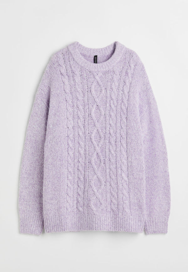 H & M - Oversized flätstickad tröja - Lila