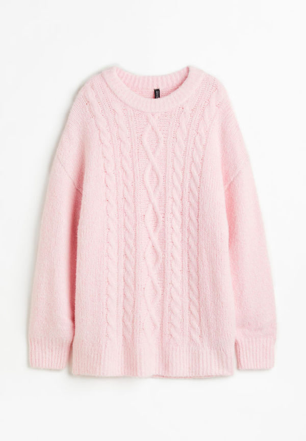 H & M - Oversized flätstickad tröja - Rosa