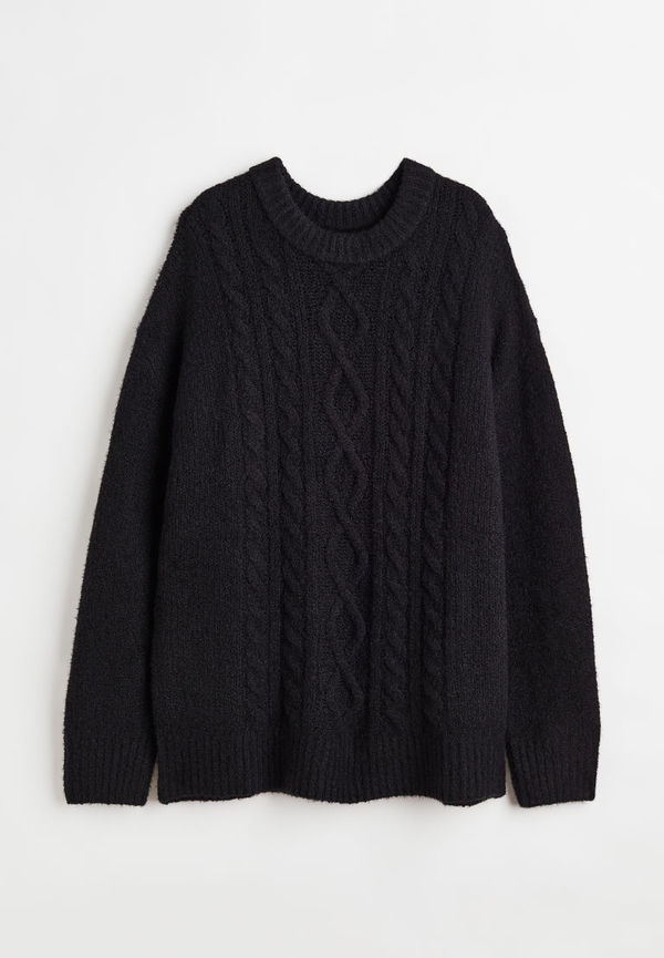 H & M - Oversized flätstickad tröja - Svart