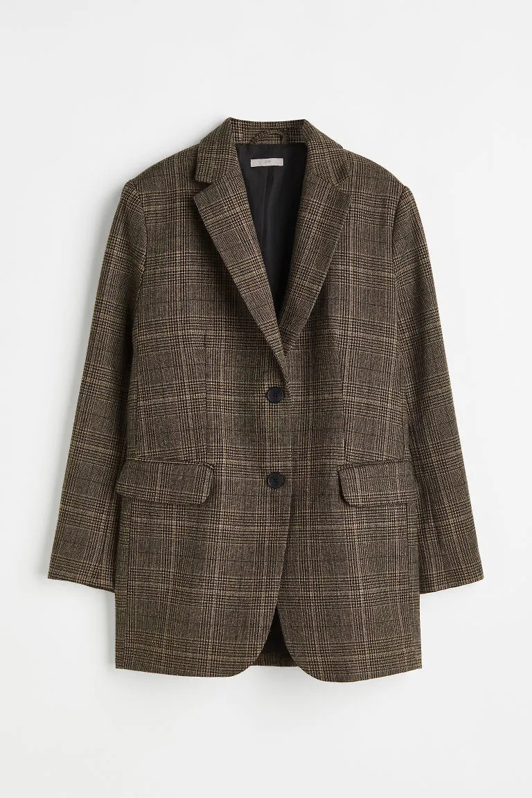 H & M - Oversized jacka i ullmix - Brun