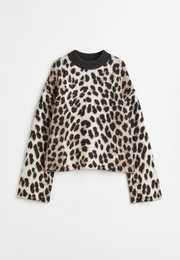 H & M - Oversized jacquardstickad tröja - Beige