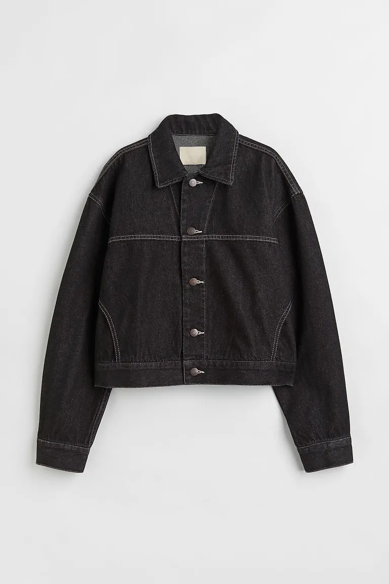 H & M - Oversized jeansjacka - Svart