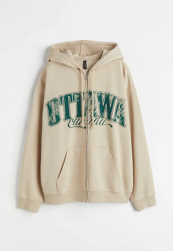 H & M - Oversized munkjacka med tryck - Beige