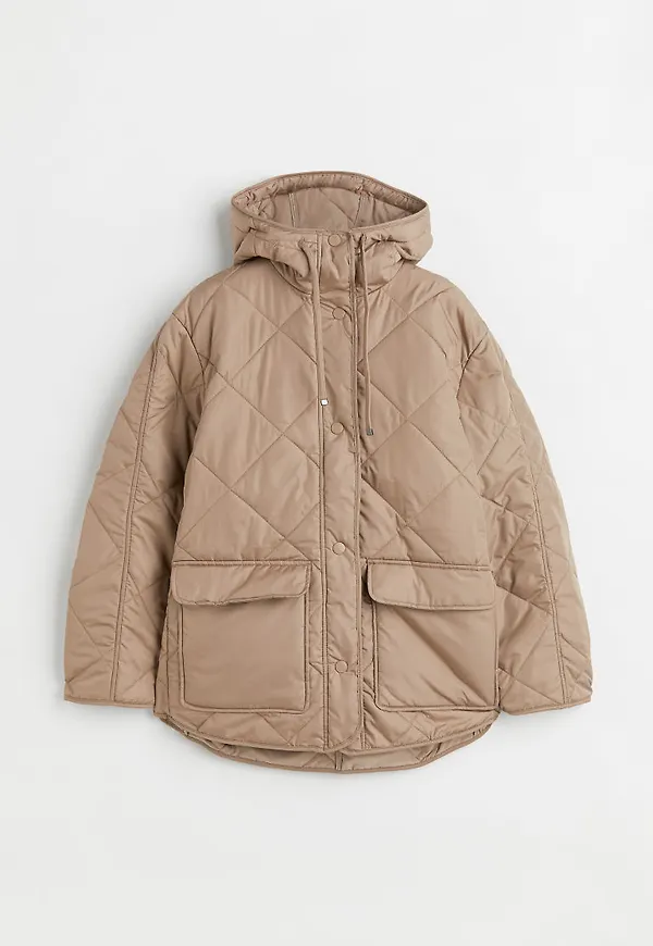 H & M - Oversized quiltad jacka - Beige