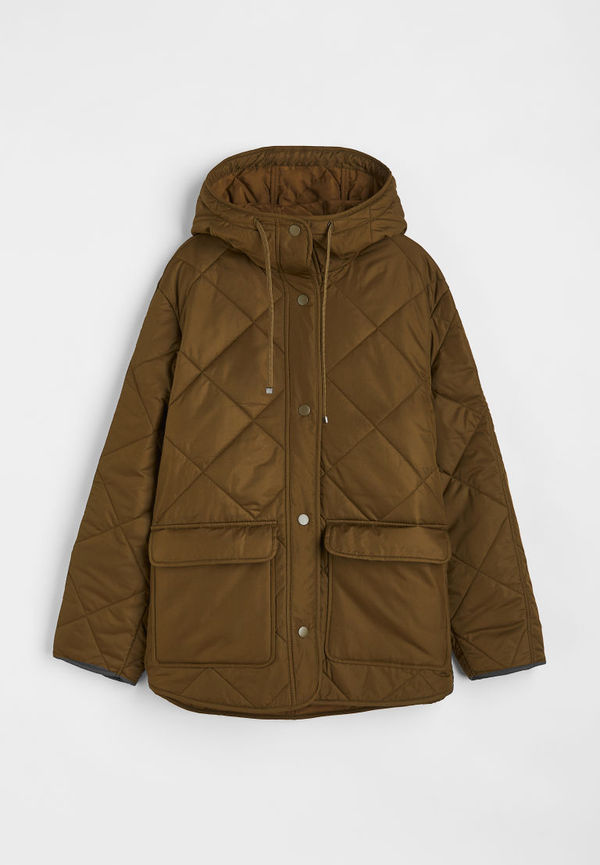 H & M - Oversized quiltad jacka - Grön