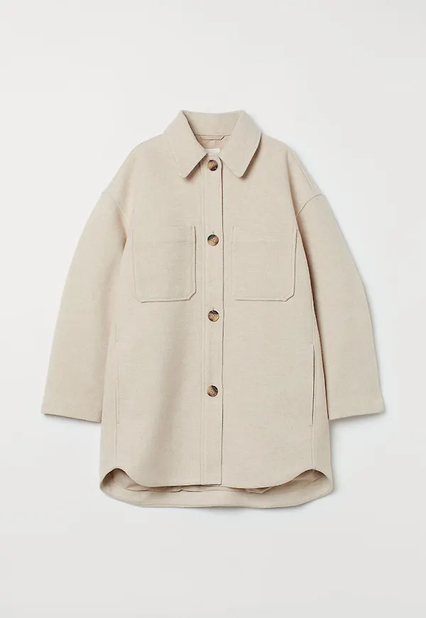 H & M - Oversized skjortjacka - Beige