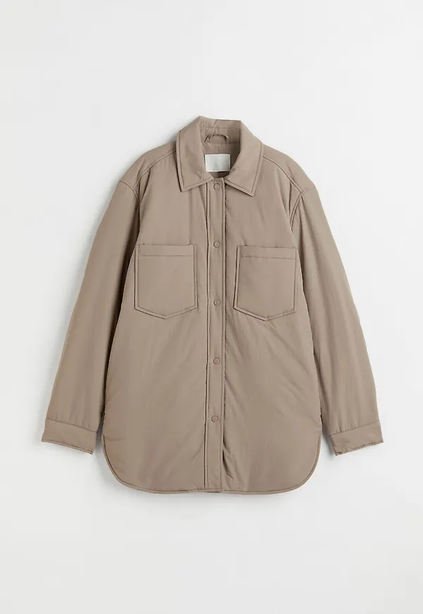 H & M - Oversized skjortjacka i nylon - Brun