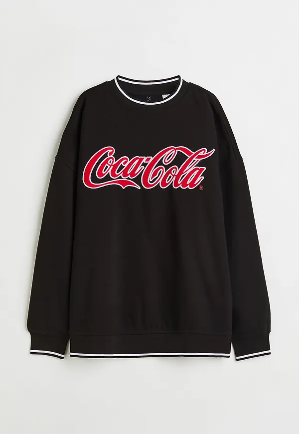 H & M - Oversized sweatshirt med tryck - Svart