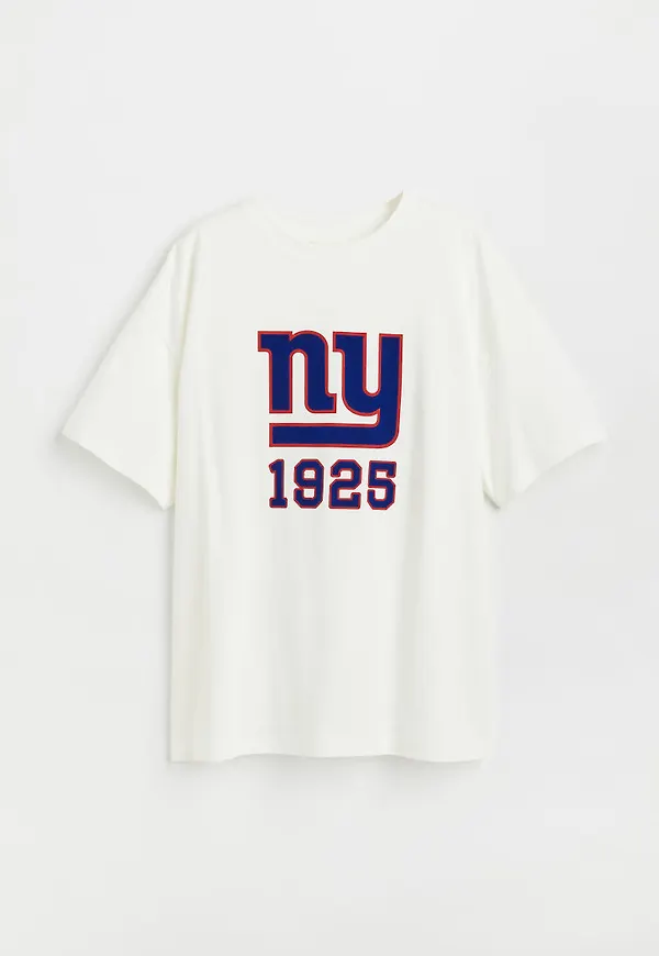 H & M - Oversized T-shirt med tryck - Vit