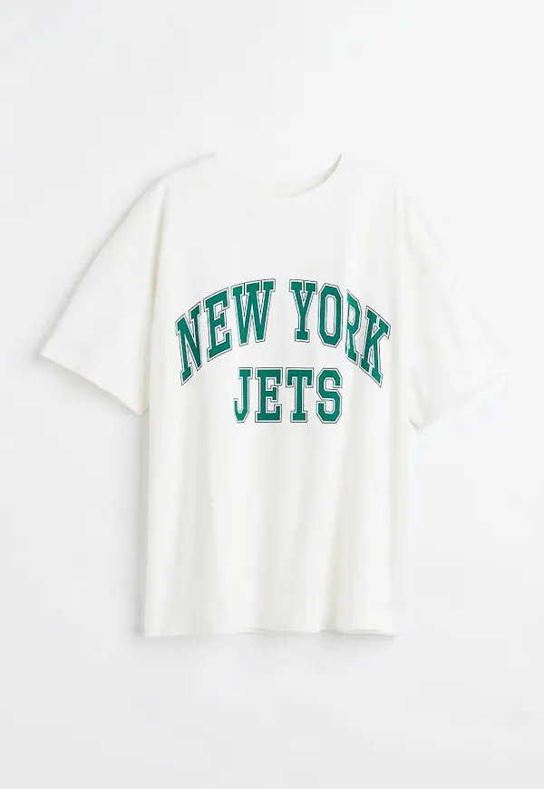 H & M - Oversized t-shirt med tryck - Vit