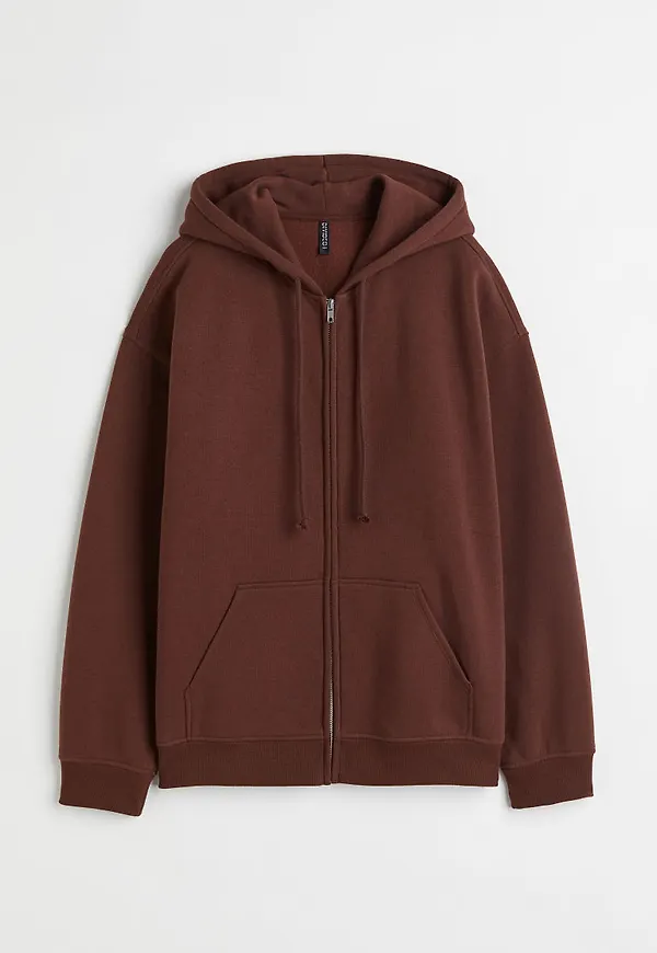 H & M - Oversized zip-through hoodie - Brun