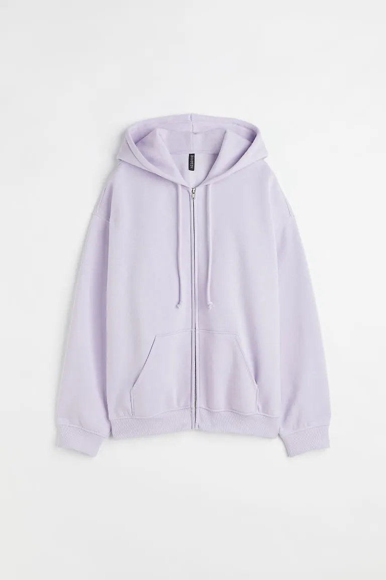 H & M - Oversized zip-through hoodie - Lila