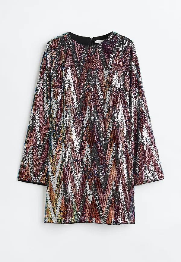 H & M - Paljettbroderad klänning - Svart