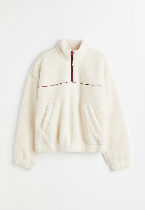 H & M - Piletröja med dragkedja - Vit