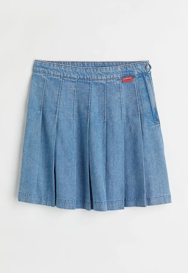 H & M - Plisserad denimkjol - Blå