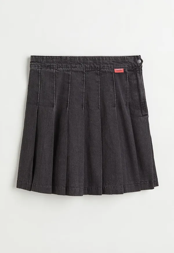 H & M - Plisserad denimkjol - Svart